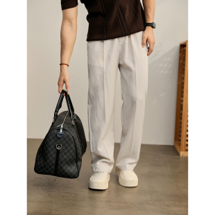 立体裁剪拼接金属扣休闲长裤 男夏季 莱赛尔净色百搭直筒西裤 LUUD