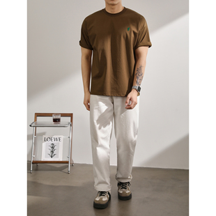 青春通勤上衣 透气百搭双面原棉夏季 LUUD 奶茶杯压胶印花品质T恤衫