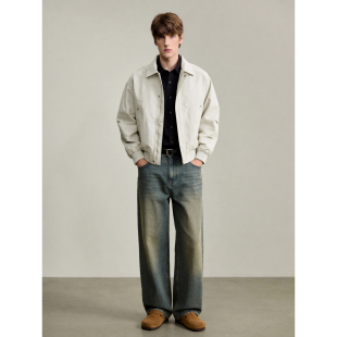 风日系短宽款 复古潮牌工装 夹克男哈灵顿双门襟翻领外套 美式 LUUD