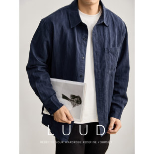 男早春休闲极简风衬衣外套 衬衫 LUUD 天丝莱赛尔混纺纯色翻领长袖
