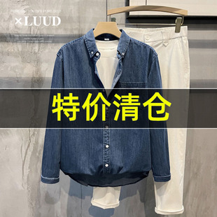 长袖 特价 薄款 洗水做旧复古牛仔布衬衫 怀旧复古衬衣小外套男 经典