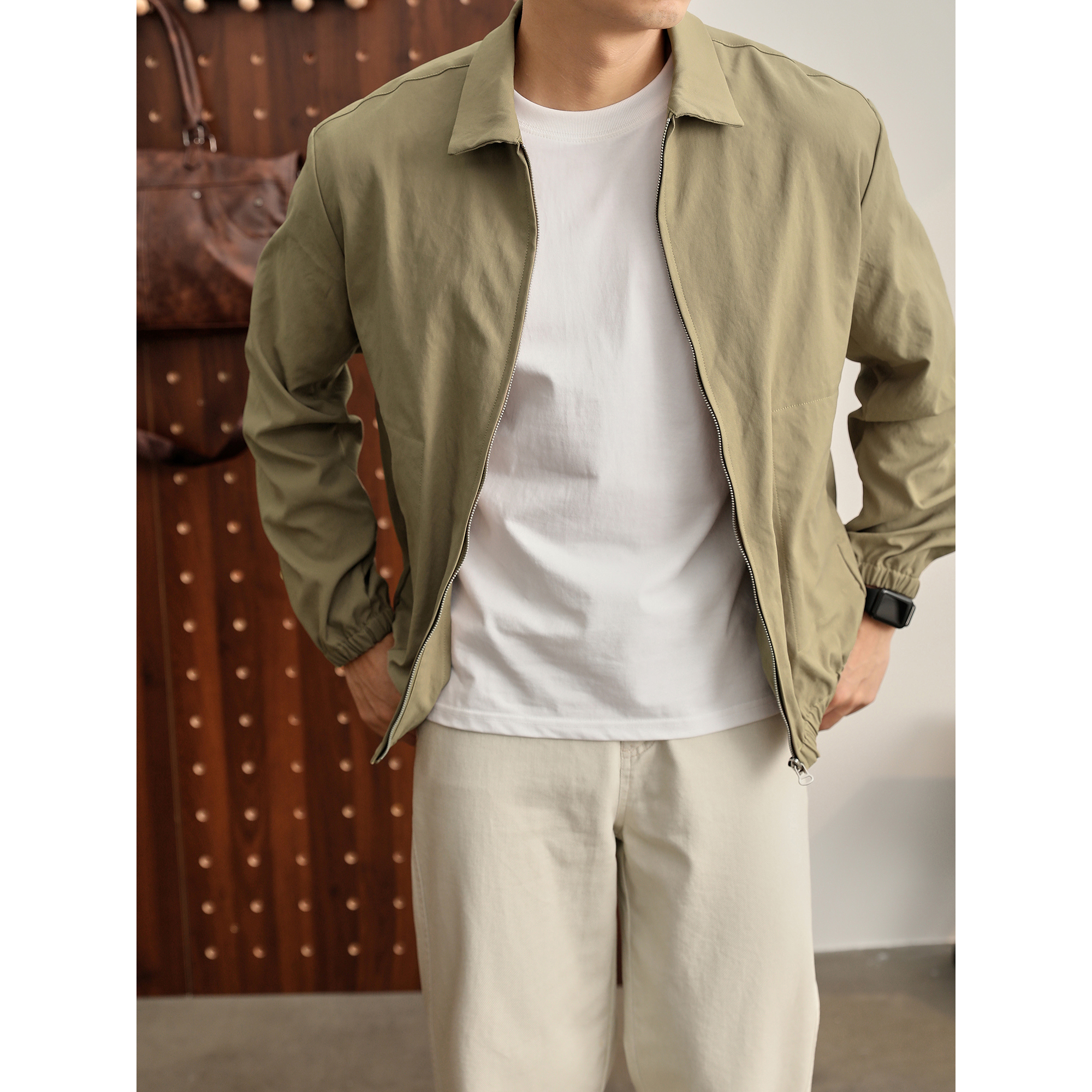 LUUD 美式复古巴恩风防风哈灵顿夹克男短宽版型廓形cleanfit外套