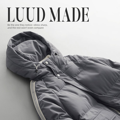 LUUD 加厚连帽棉衣外套男冬季御寒保暖拼色棉袄复古潮牌冬装棉服