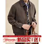 LUUD 大口袋短宽重磅夹克男士 法式 老钱风抗皱磨砂感翻领外套工装