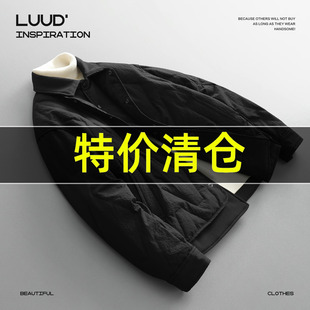 特价 都市感黑色国标时髦羽绒服男士冬季保暖拼接翻领肌理感外套