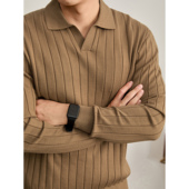 男士 LUUD 简约轻熟海鸥领针织衫 长袖 高端老钱风竖坑条肌理POLO衫