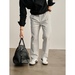 拼接腰带扣棉质直筒西裤 LUUD 男秋季 半松紧腰休闲长裤 高级感韩版
