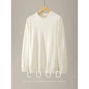 长袖 LUUD 软糯亲肤莫代尔修身 男士 毛衣 高级感净色圆领内搭针织衫
