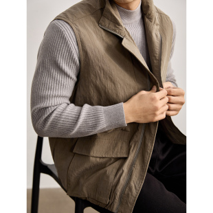 外套早春天丝莱赛尔混纺防风工装 立领无袖 马甲 日系复古男士 LUUD