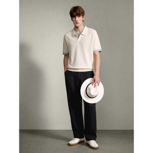 T恤 男夏舒适透气短袖 LUUD 老钱雅致奢华撞色假两件拼接针织POLO衫