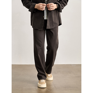 双扣半松紧腰直筒裤 LUUD 长裤 透气舒适男士 莱赛尔天丝混纺休闲裤