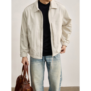 纯色机能风工装 春秋季 夹克 日系复古户外飞行员翻领外套男士 LUUD