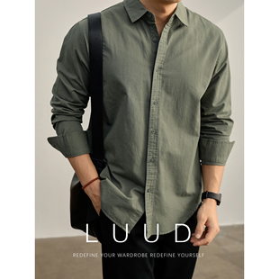 上衣 松弛感翻领衬衣男舒适纯棉高品质轻熟风单排扣衬衫 LUUD 意式