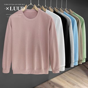 套头圆领上衣秋 高级感内搭卫衣时髦青春男生长袖 LUUD 暗粉色时尚