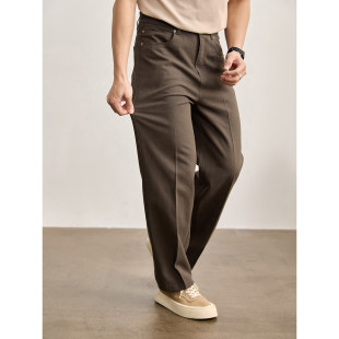 透气莱赛尔棉混纺直筒长裤 男士 高级通勤斜纹麻感肌理休闲裤 LUUD