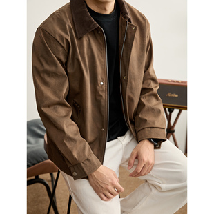 LUUD 水洗做旧渐变扎染休闲外套 复古潮流灯芯绒翻领防风夹克男士