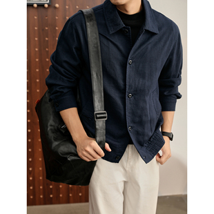 通勤风松紧下摆外套 翻领夹克秋冬季 LUUD 天丝莱赛尔亚麻混纺男士