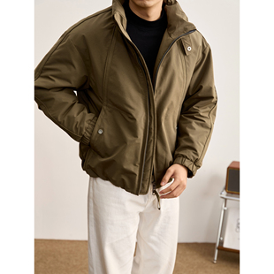 LUUD 外套 日系复古解构设计90鸭绒按扣立领羽绒服男冬双拉链短款