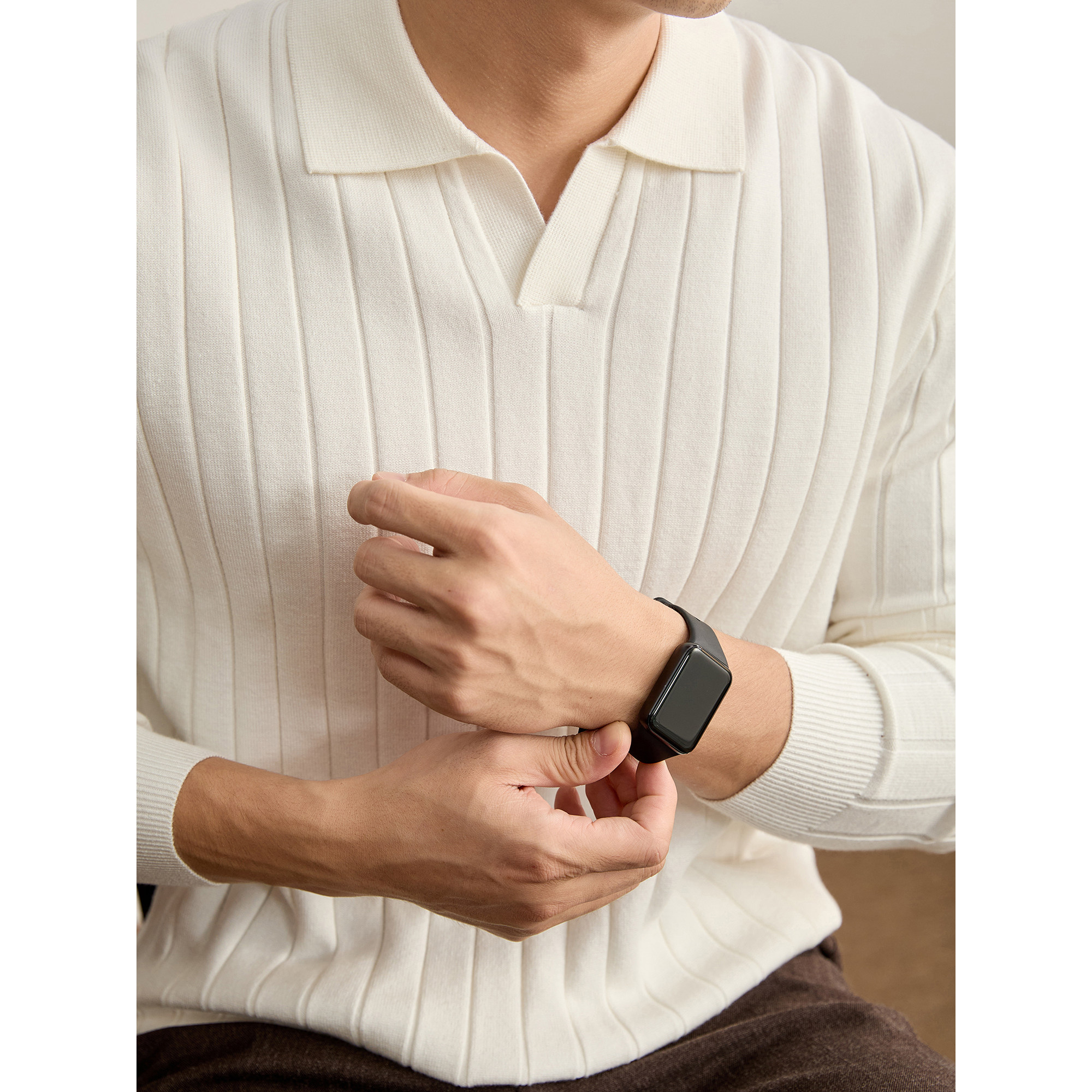 LUUD 品质高级感海鸥领长袖上衣男士秋冬竖条纹肌理感POLO针织衫,男装,针织衫/毛衣,淘宝优惠券,粉丝福利购,淘宝优惠卷