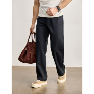 男天丝莱赛尔混纺重磅直筒长裤 LUUD 通勤风双扣腰头半松紧休闲裤