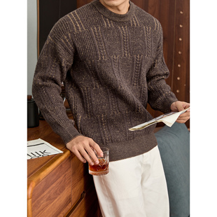 秋冬季 男士 高克重690g套头毛衣 麦穗纹肌理感混色提花针织衫 LUUD