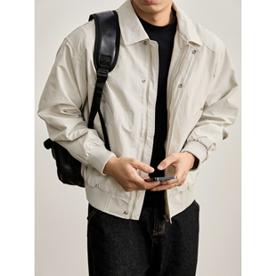 设计双门襟哈灵顿夹克 抽褶袖 LUUD CityBoy朋克风短宽翻领外套男士