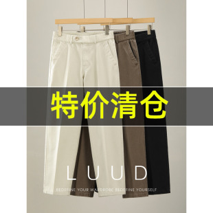 百搭休闲长裤 特价 秋冬斜纹肌理美式 男士 100%纯棉水洗直筒牛仔裤