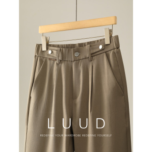 腰头按扣设计垂感纯色极简休闲长裤 直筒阔腿西裤 韩系男秋季 LUUD