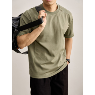 异色手缝线装 LUUD 夏季 圆领短袖 饰上衣T恤 显身材收腰定制裁剪男士