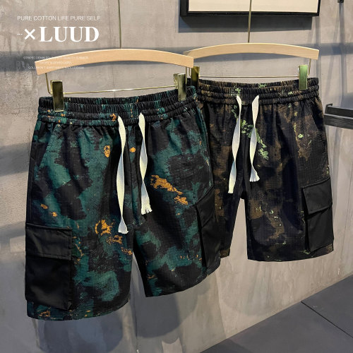 LUUD 新款迷彩涂鸦风工装短裤男夏季户外透气裤衩休闲抽绳中裤潮