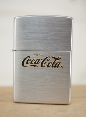 原装正版1998年I全新雾银拉丝镀金贴片可口可乐防风ZIPPO经典联名