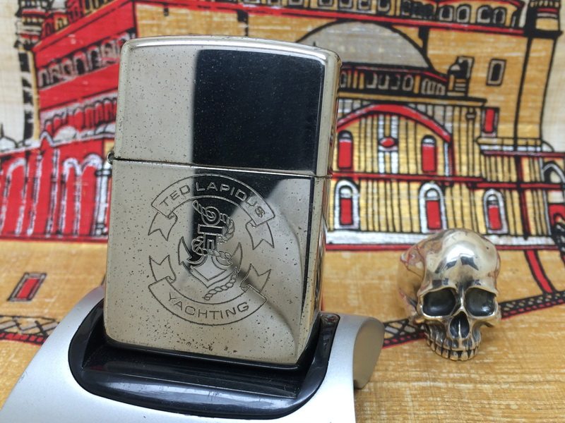 原装 1995年F二手镀银蚀刻特德拉皮迪游艇俱乐部防风打火机 zippo