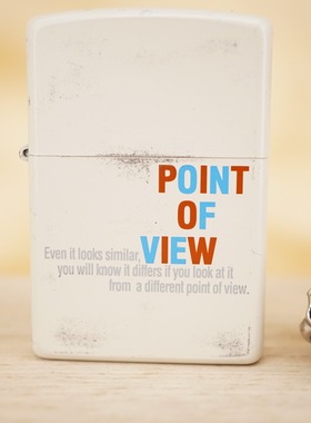 原装 2006年C全新白色哑漆彩色漆印观点防风打火机 ZIPPO