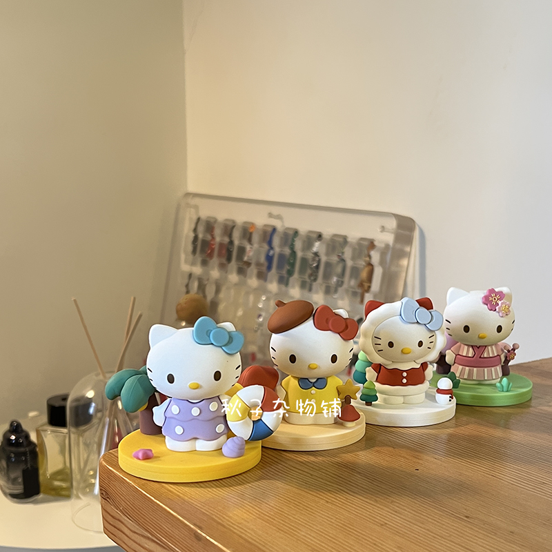 4款盒装四季kt猫潮玩手办摆件