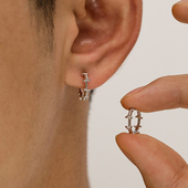 S925纯银荆棘耳环男士 单只高级感复古耳饰设计耳钉男痞帅耳扣个性