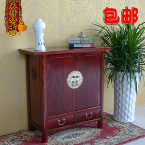 新款中式实木餐边柜茶水柜角柜玄关鞋柜榆木储物柜定做包邮