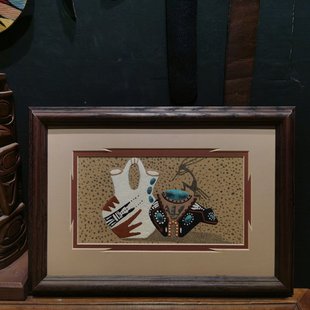 饰礼品 kokopelli 美国印第安纳瓦霍部落手工幸运雨神沙画家居装