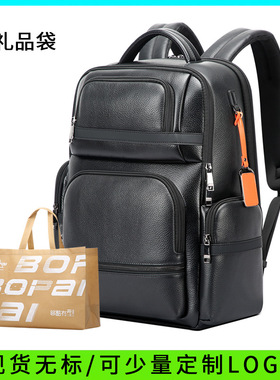 跨境商务真皮男士双肩包大容量电脑包多功能背包礼品包包博牌