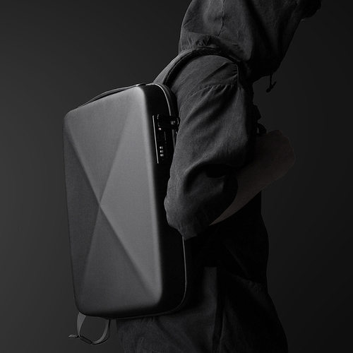 BANGE班歌男士背包时尚科技硬壳eva双肩包休闲防水男包backpack