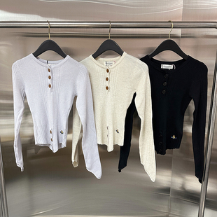 新款西太后紧身衣贴身弹力土星刺绣麻花V领针织衫开胸维维安