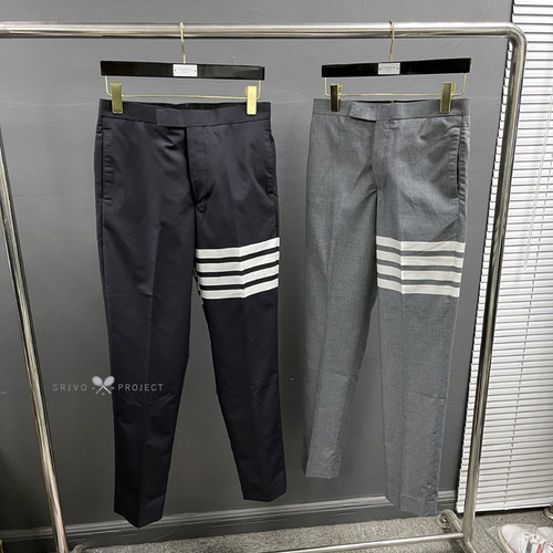 新款tb色织四杠条纹巴黎扣修身