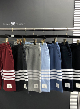 经典款 一体色织针织 tb四杠条定织定染织带运动短裤