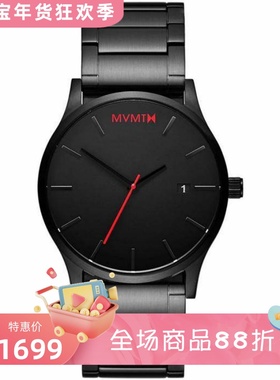 MVMT 男士腕表 石英机芯手表 极简风格商务 日期视窗45mm表盘  黑