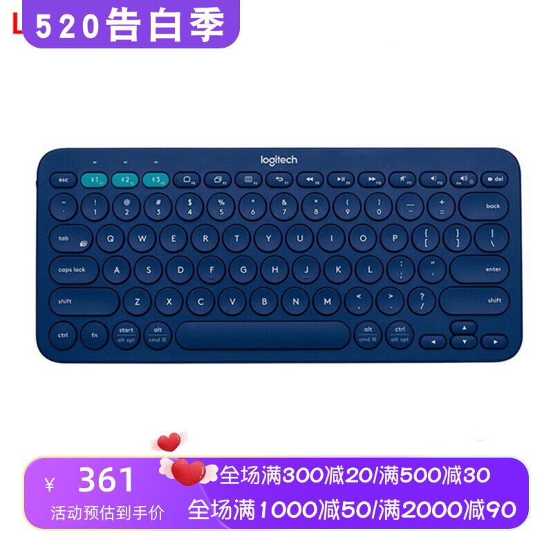 Logitech/罗技 K380 无线蓝牙键盘 可多设备连接 超薄 办公 便携