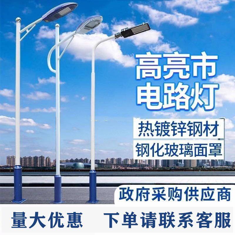厂家直销LED路灯6米7米8米市电路灯12米传统普通单杆双臂路灯