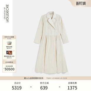 领中腰保暖风衣裙子长裙 连衣裙提花西装 EXCEPTION例外女装 春秋款