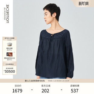 上衣 套头休闲女士衬衫 EXCEPTION例外春夏女装 冷染工艺宽松灯笼袖