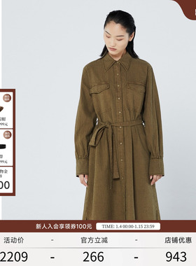 EXCEPTION例外女装春秋款时尚简约气质工装连衣裙长裙文艺裙子女