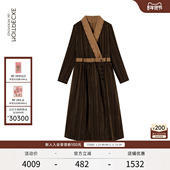 EXCEPTION例外女装 连衣裙羊毛交领拼接设计充棉保暖中式 长裙