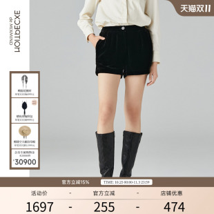 女裤 EXCEPTION例外女装 子丝绒宽松高腰显瘦百搭休闲短裤 裤 春夏款